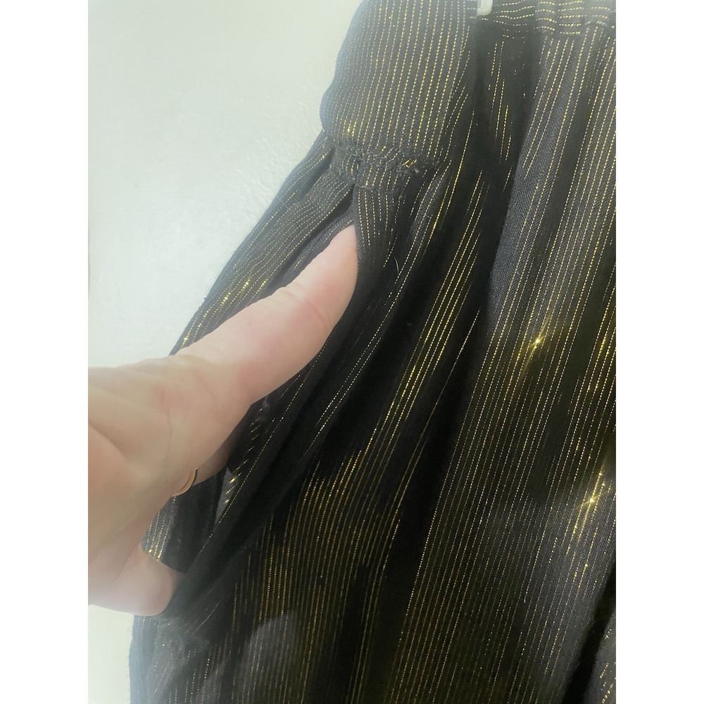 Vintage Sheer Metallic Gold Stripe Pull On Glam Pants S Disco Rock Festival - Picture 5 of 9